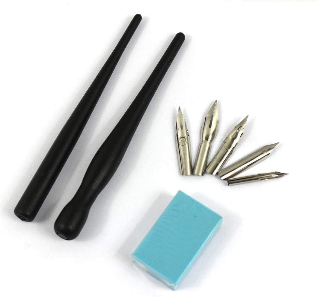 Hillento Comic Dip Pen Set, 4 Wooden Pen Handler Artist Cartoon Pen Set Calligraphy Dip Pens With 8 Nibs