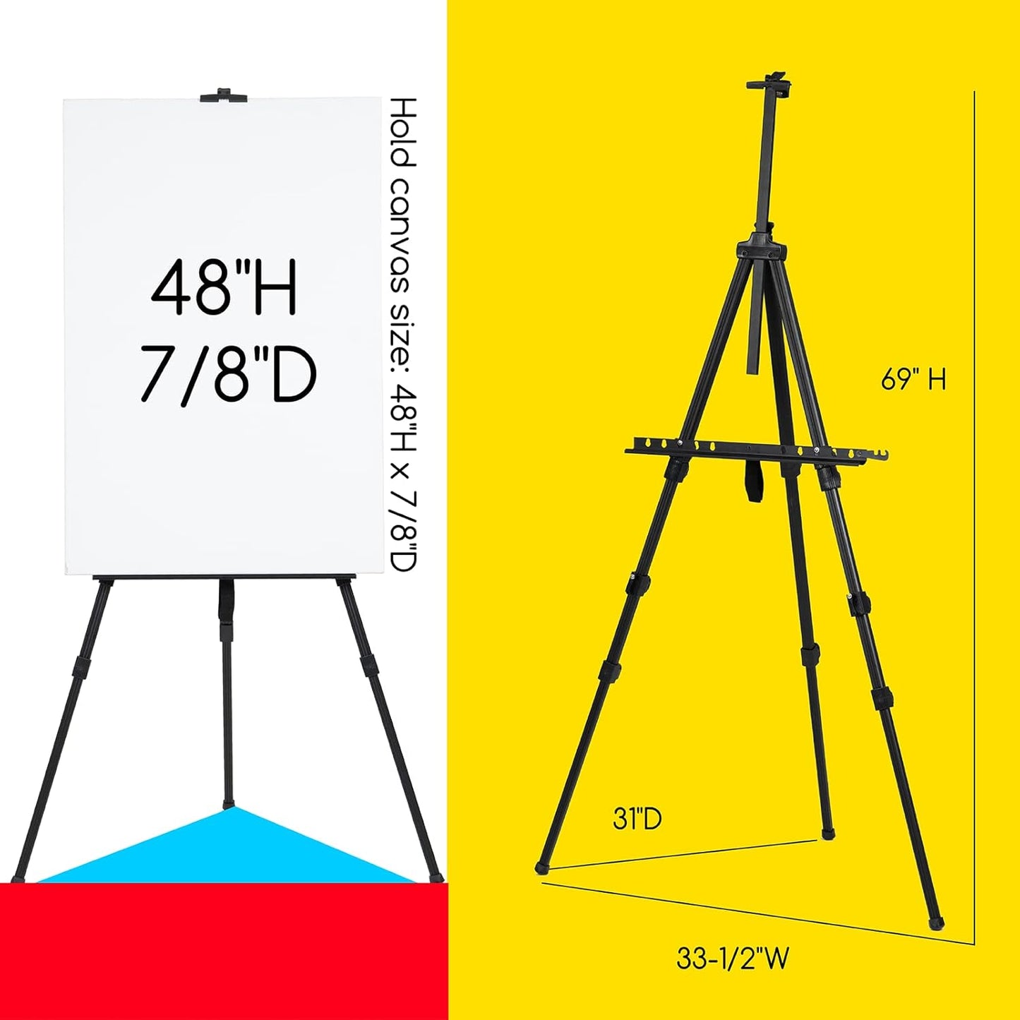 Aluminium Easel Stand, Tripod Travel Easel with Bag, Adjustable Portable Easel for Painting, Plein Air Easel