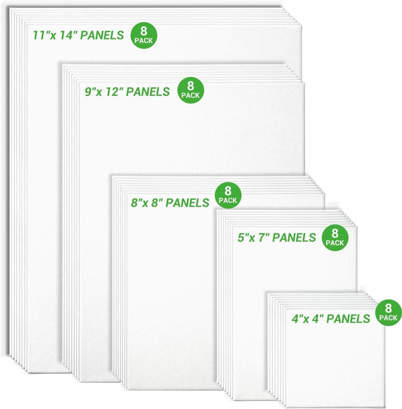 Paint Canvas Panels 40 Pack, Ohuhu Multi Size 100% Cotton Primed White Artists Canvas Boards