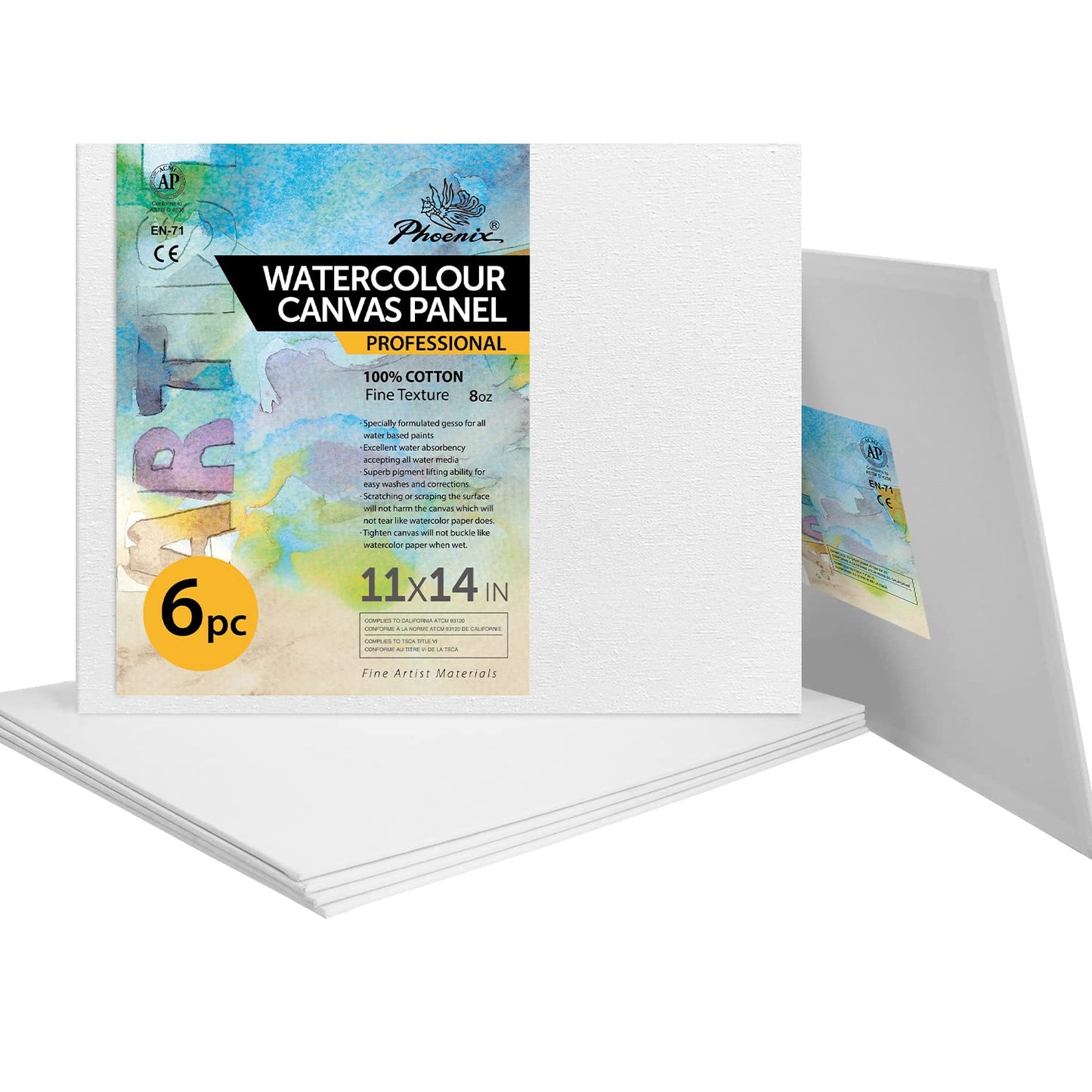 Canvas Panels 16 Pack, Triple Primed 100% Cotton Acid Free Canvases for Painting