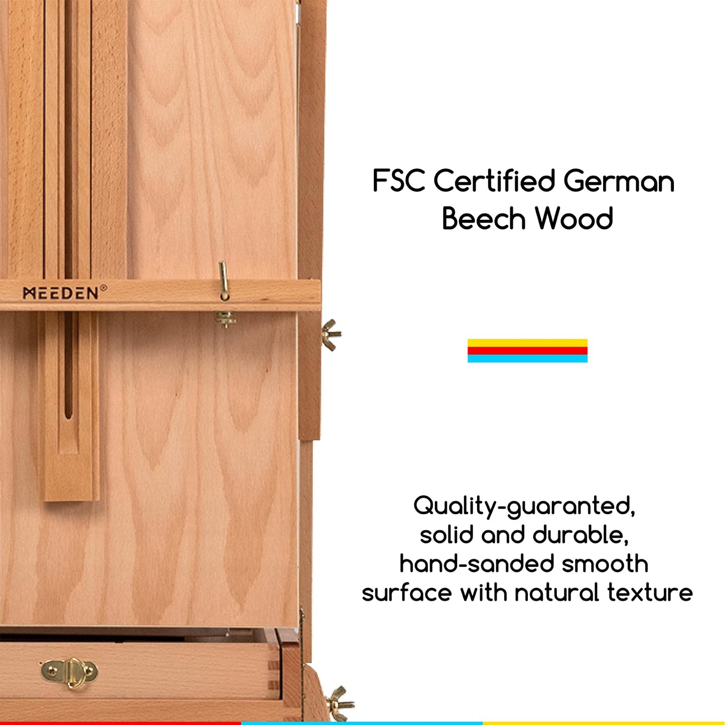 French Style Large Sketchbox Easel - Foldable Portable Beech Wood Art Field Easel with Drawer