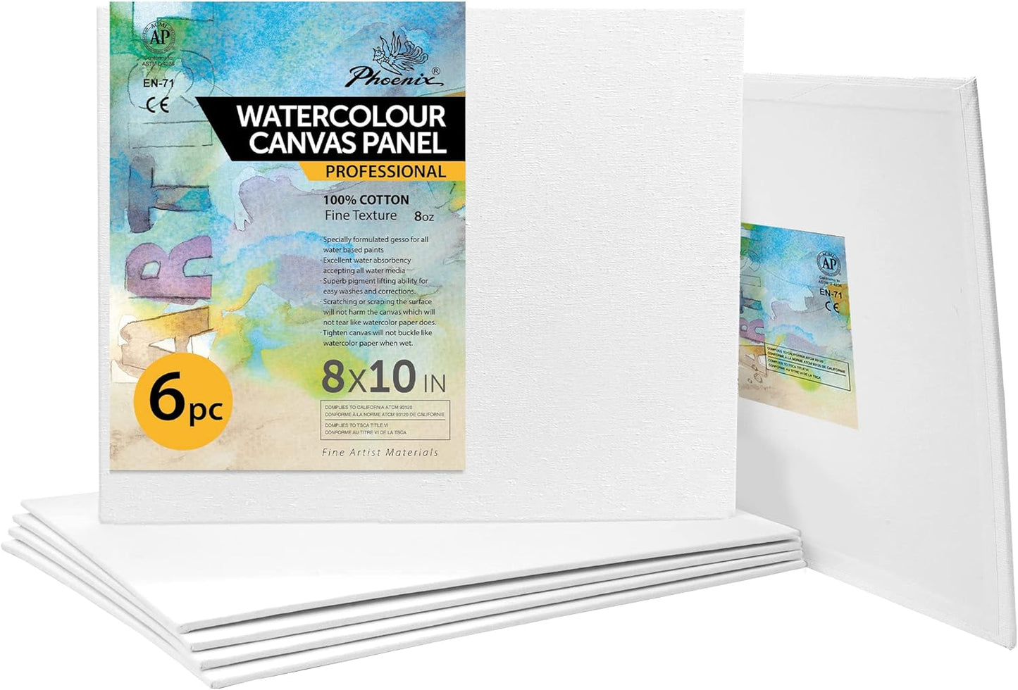 Canvas Panels 16 Pack, Triple Primed 100% Cotton Acid Free Canvases for Painting