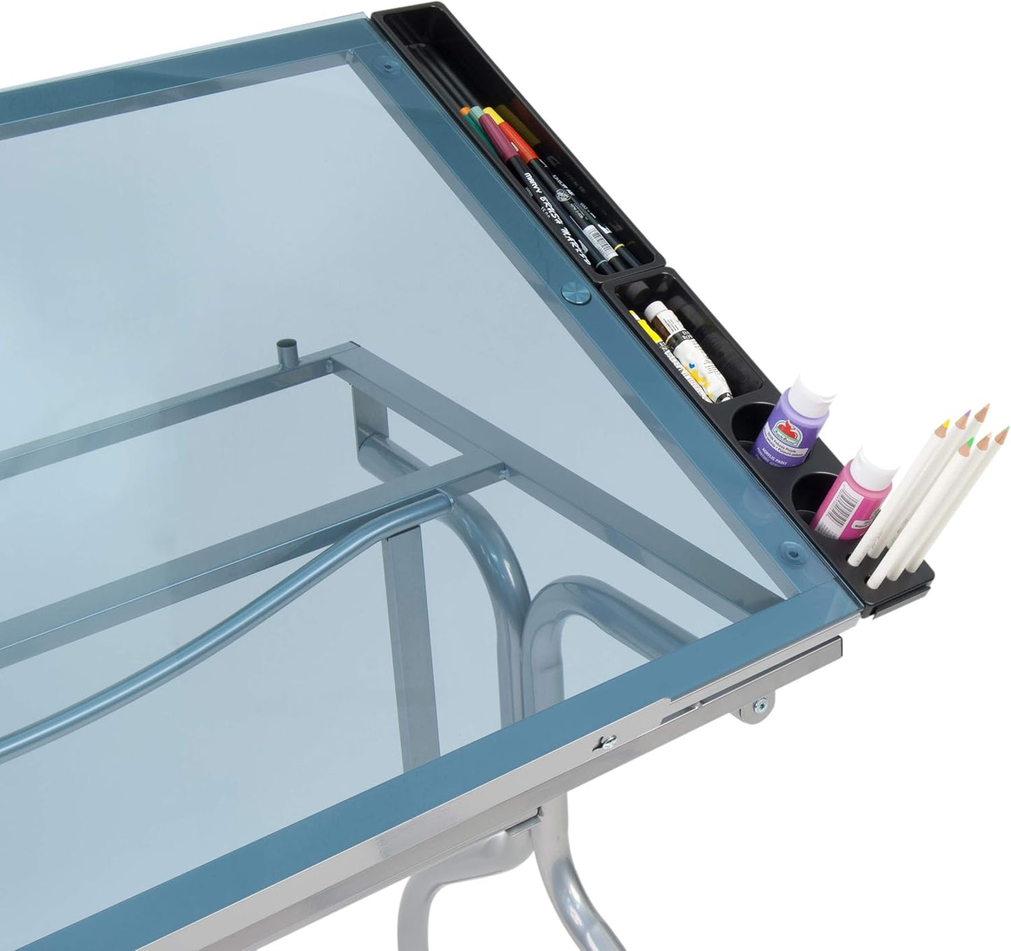 Studio Designs 13220 Folding Craft Station, Silver/Blue Glass