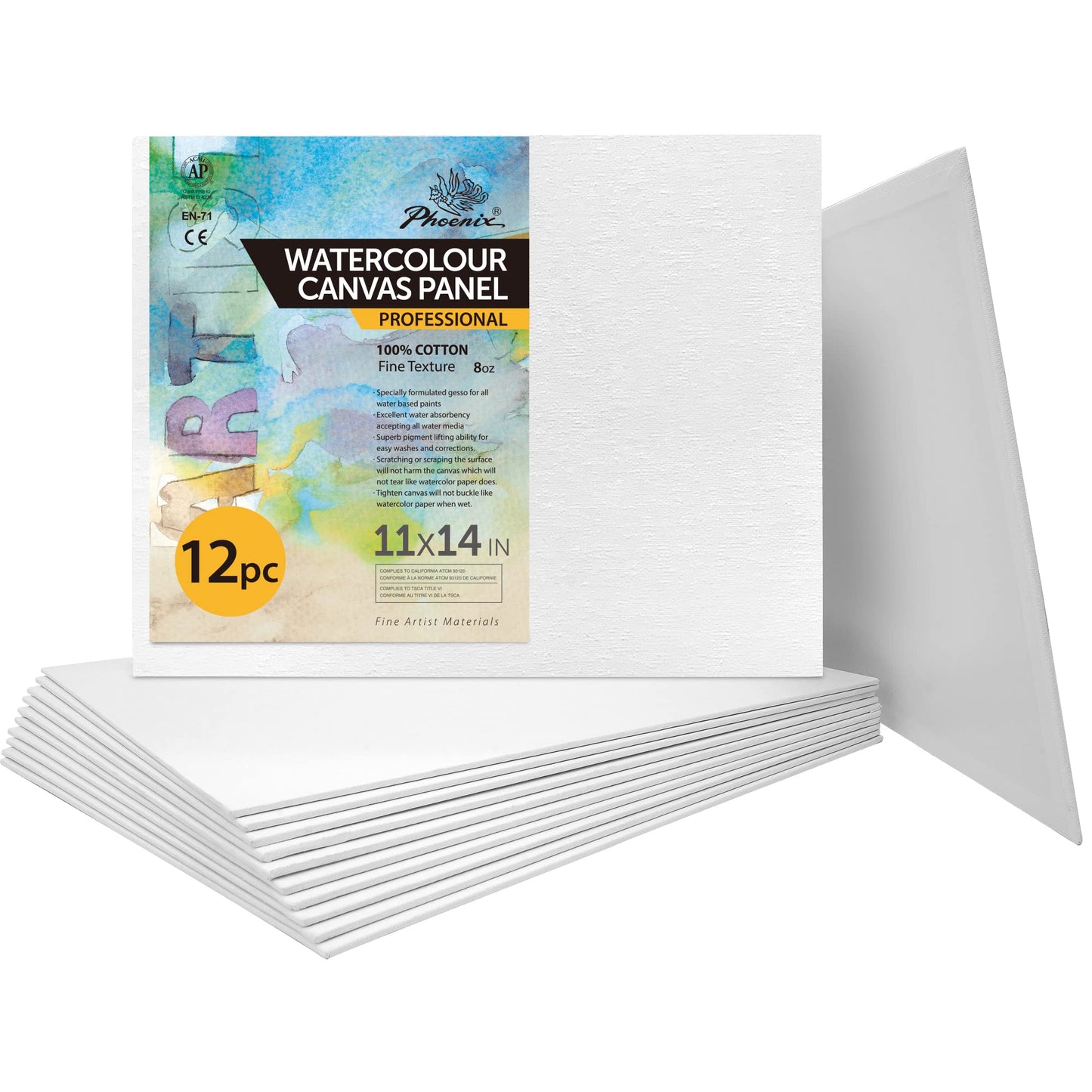 Canvas Panels 16 Pack, Triple Primed 100% Cotton Acid Free Canvases for Painting