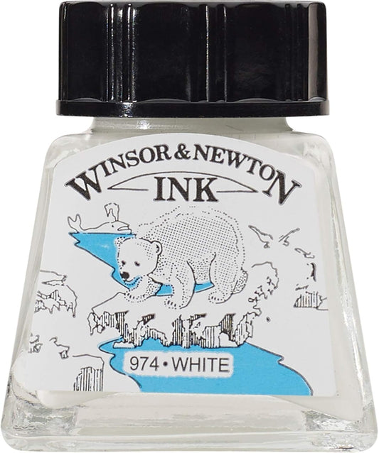 Winsor & Newton Drawing Ink 14 ml Bottle, White (974)