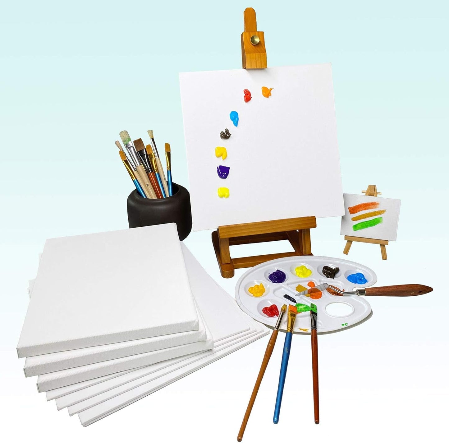 Genixart White Blank Stretched Canvas, Pack of 6, Primed Professional Artist Canvases