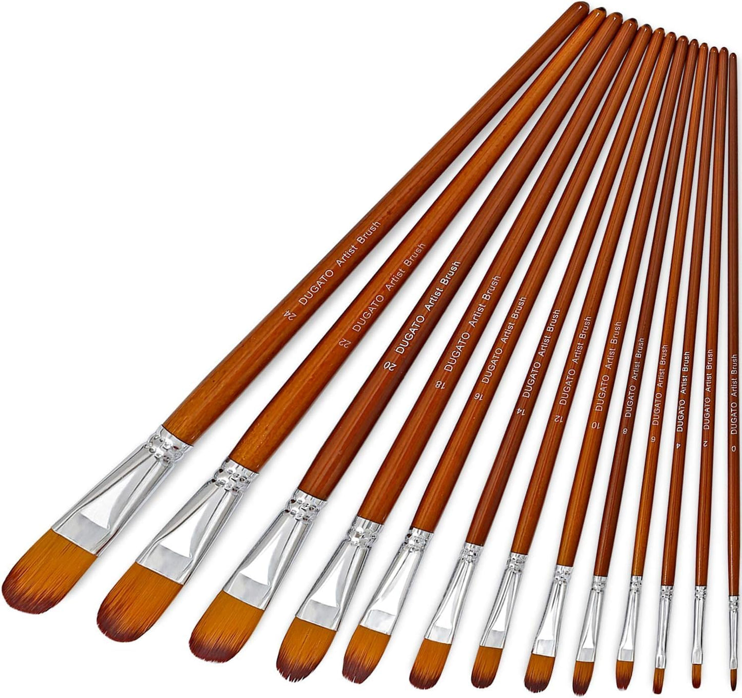 DUGATO Artist Paint Brush Set 13pcs, Long Handle Oil, Acrylic, Watercolour