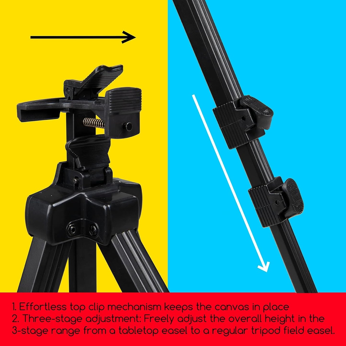 Aluminium Easel Stand, Tripod Travel Easel with Bag, Adjustable Portable Easel for Painting, Plein Air Easel