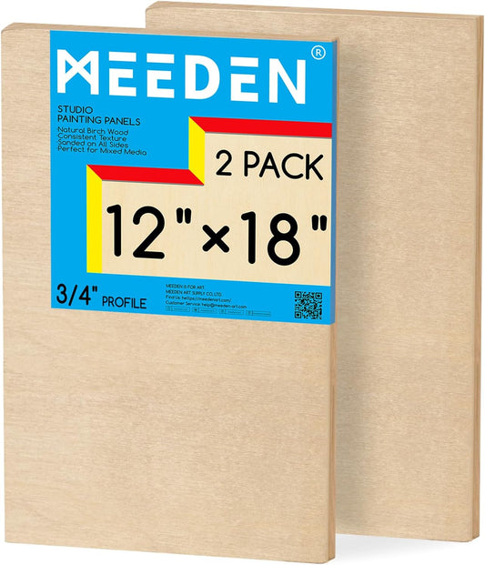 Unfinished Wood Canvas Board: Wooden Canvas Panel Pack of 2 - Blank Cradled Wood Art Board for Painting