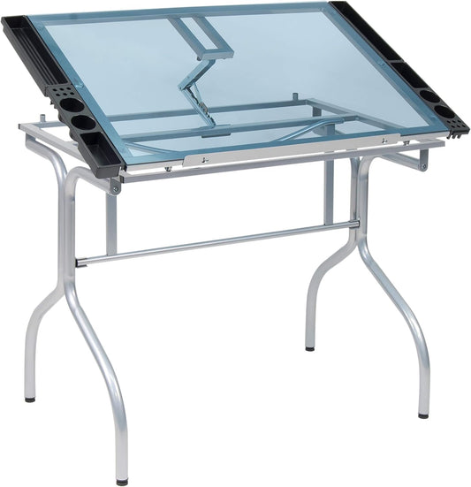 Studio Designs 13220 Folding Craft Station, Silver/Blue Glass