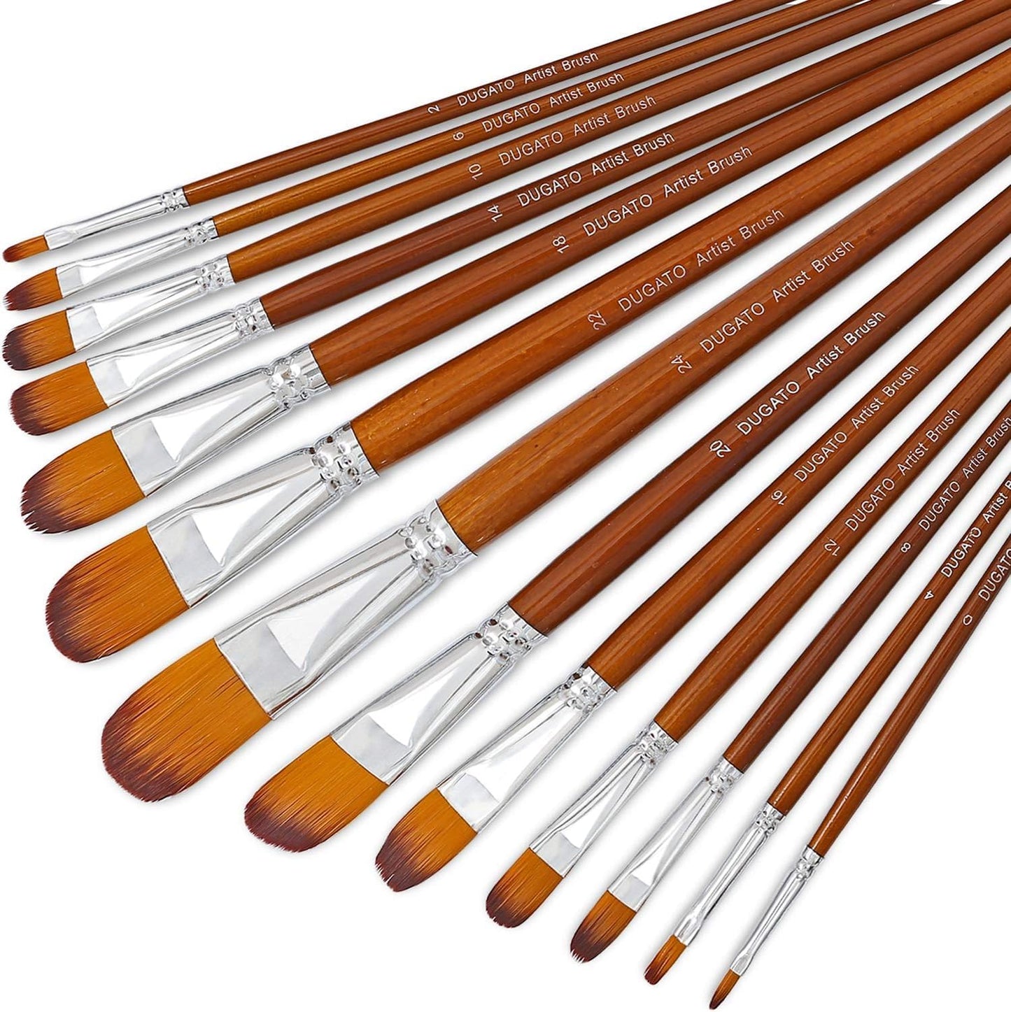 DUGATO Artist Paint Brush Set 13pcs, Long Handle Oil, Acrylic, Watercolour