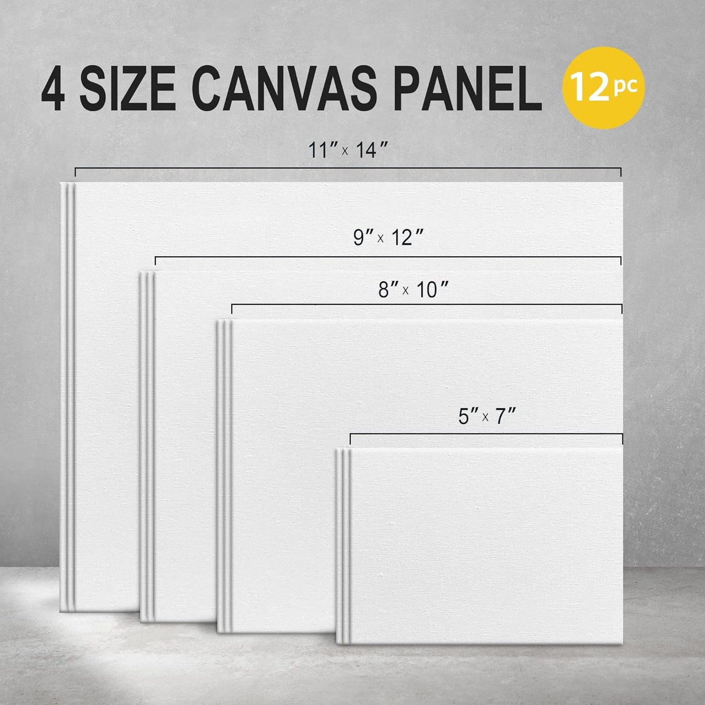 Canvas Panels 16 Pack, Triple Primed 100% Cotton Acid Free Canvases for Painting