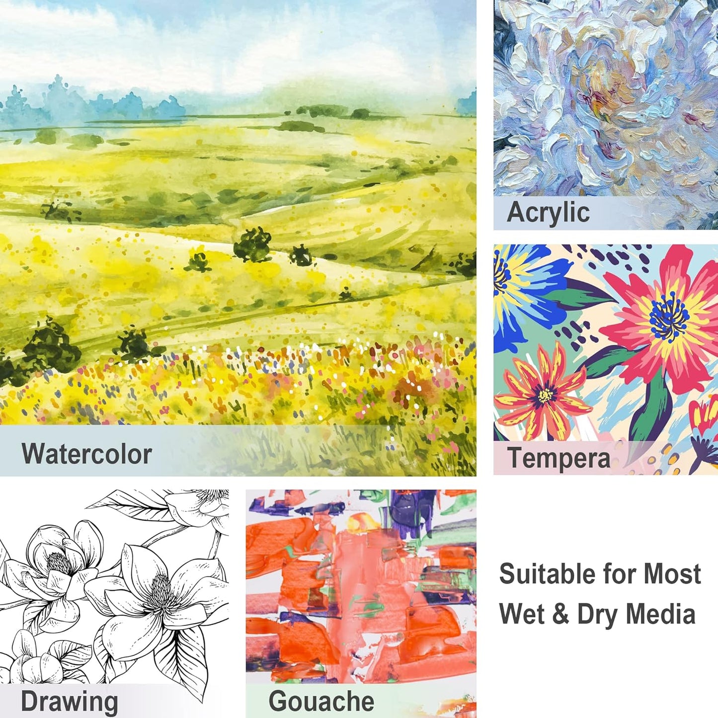 Canvas Panels 16 Pack, Triple Primed 100% Cotton Acid Free Canvases for Painting