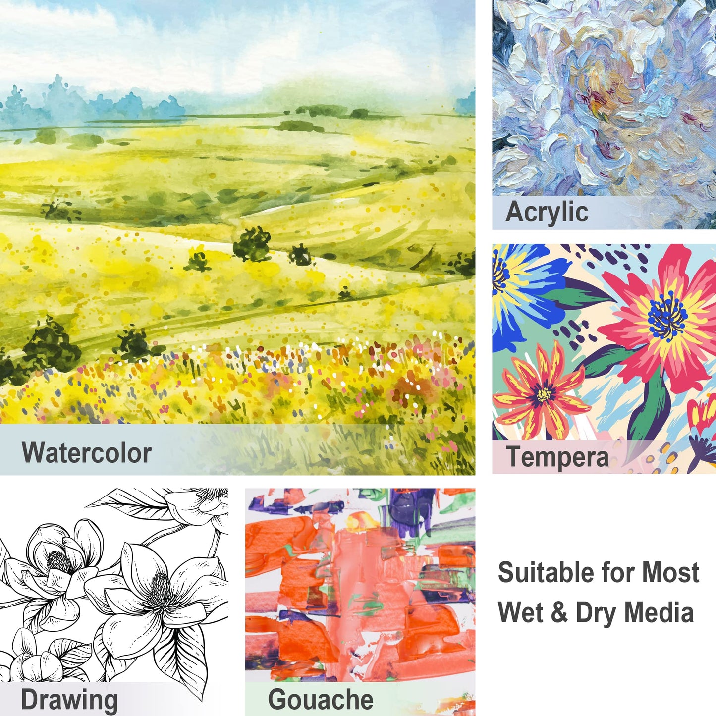Canvas Panels 16 Pack, Triple Primed 100% Cotton Acid Free Canvases for Painting