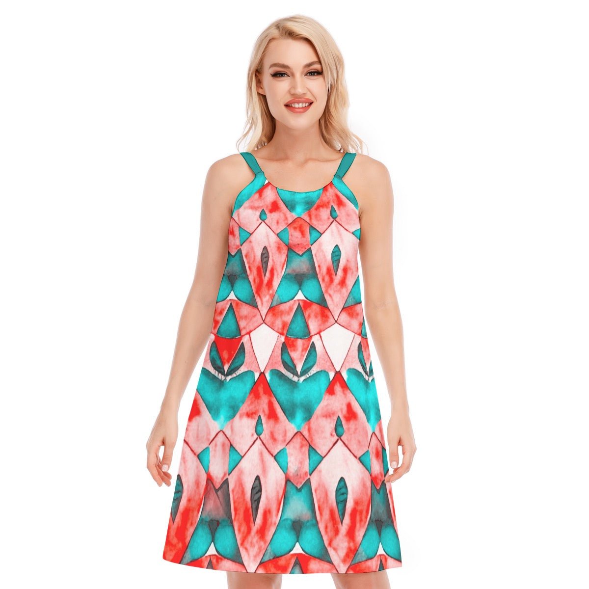 DressesCoral Kaleidoscope Cotton O-neck Cami DressFCKcreative