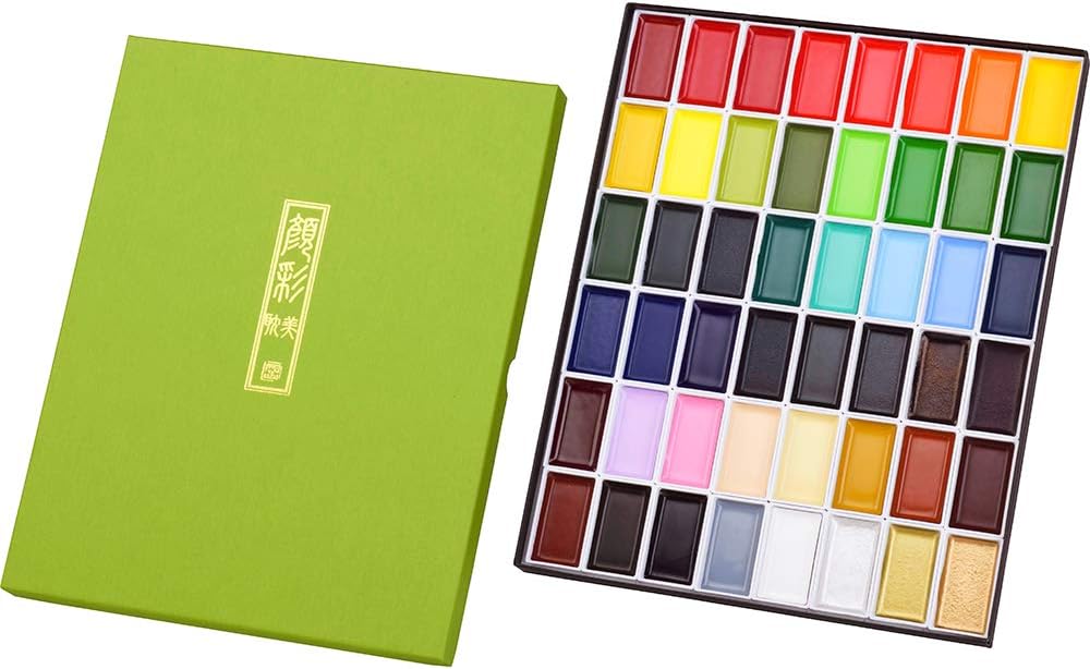 Kuretake GANSAI TAMBI 48 Colours Set, Watercolour Paint Set