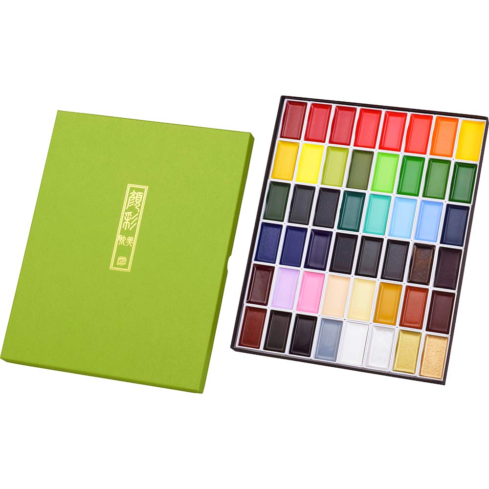 Kuretake GANSAI TAMBI 48 Colours Set, Watercolour Paint Set