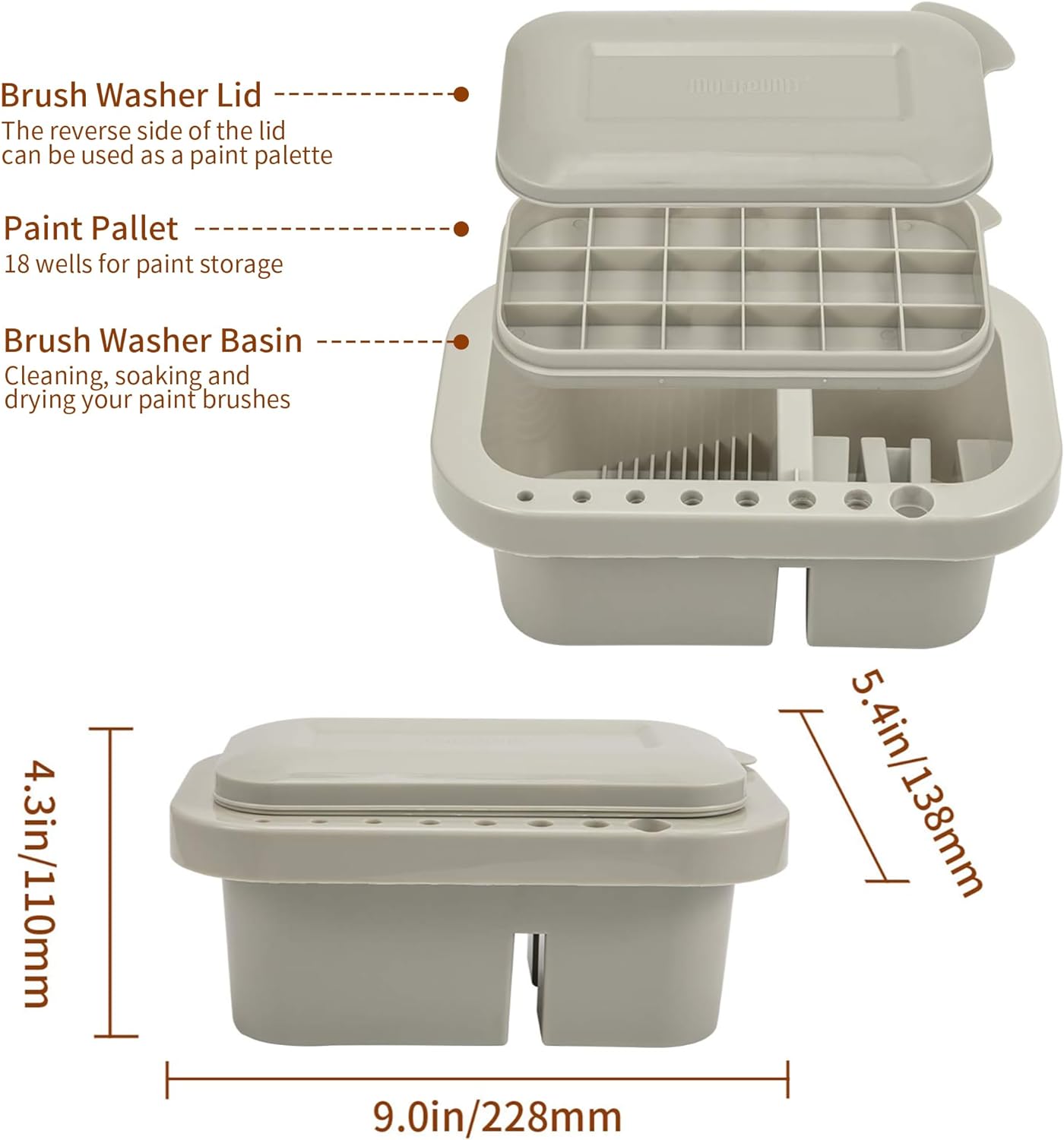 MyLifeUNIT Multifunction Paint Brush Basin with Brush Holder and Palette