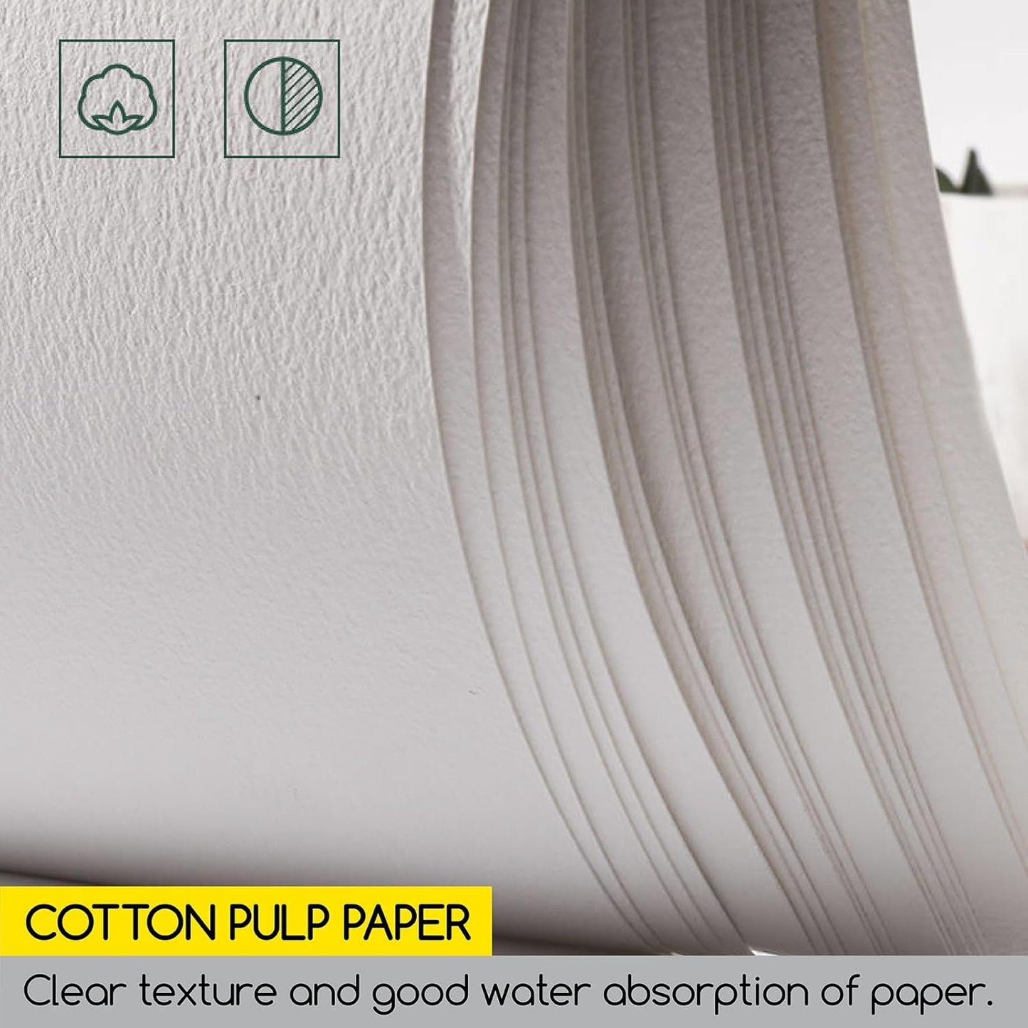 Cotton Watercolour Paper Block,Textured Surface, 140lb/300gsm