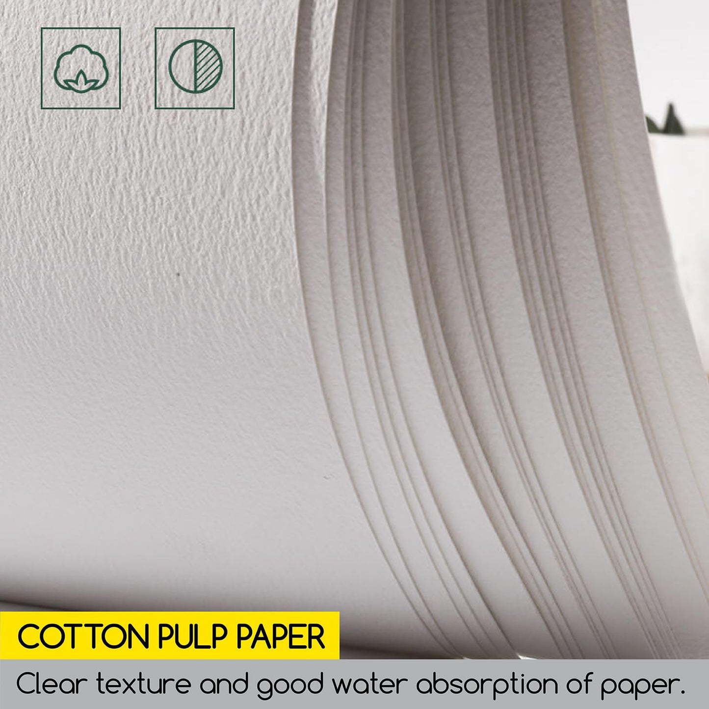 Cotton Watercolour Paper Block,Textured Surface, 140lb/300gsm