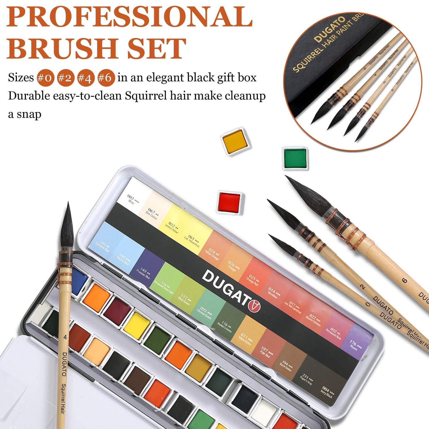 Professional Watercolor Squirrel Hair Paint Brushes by DUGATO