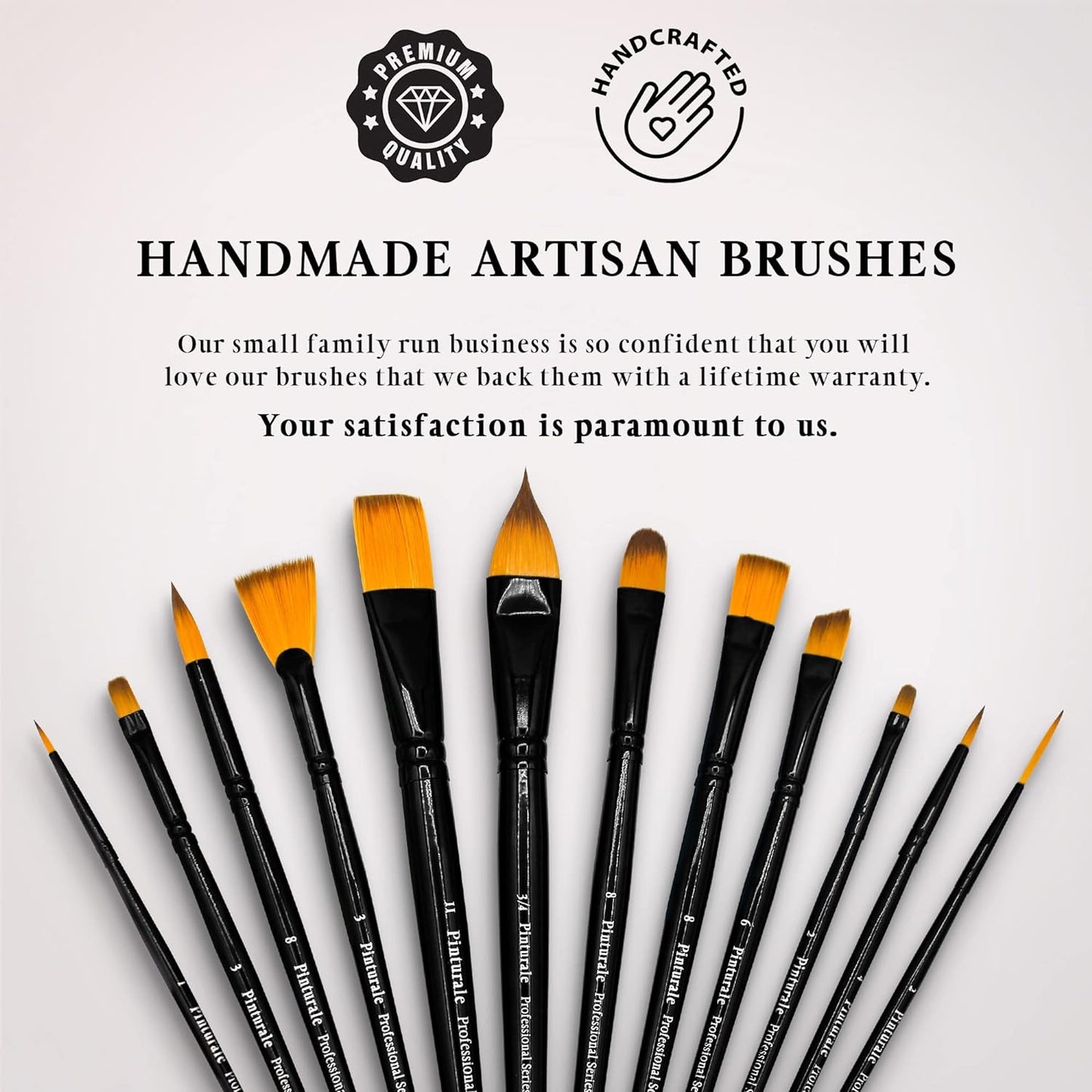 Pinturale Brush Set for Professionals, Acrylic & Oil Masters, 12-Piece Brush Set