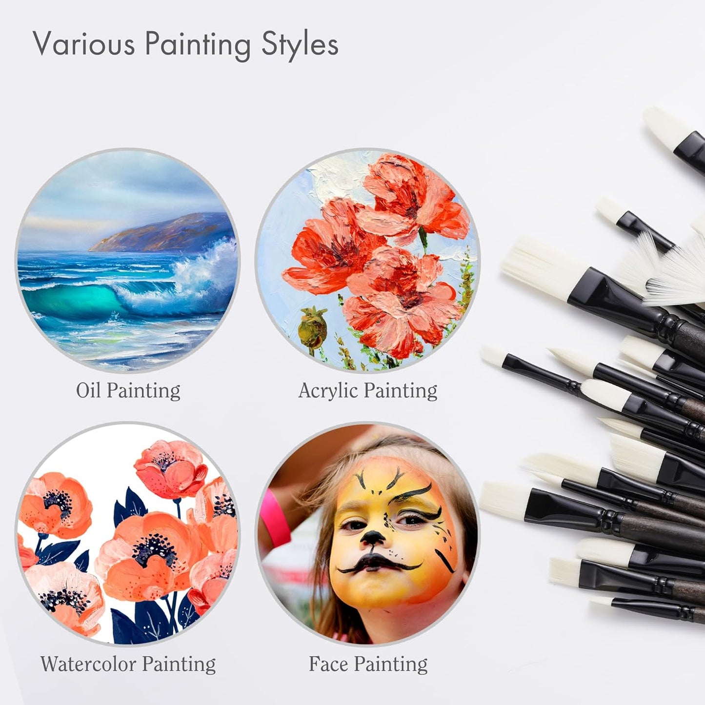 Professional Hog Hair Artify 15 pcs Paint Brush Set Perfect for Oil Painting