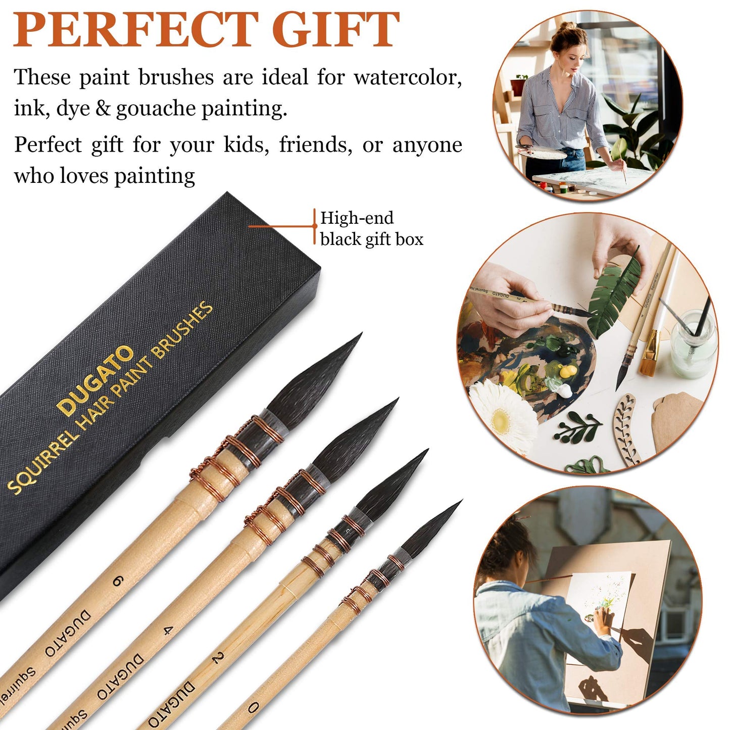 Professional Watercolor Squirrel Hair Paint Brushes by DUGATO