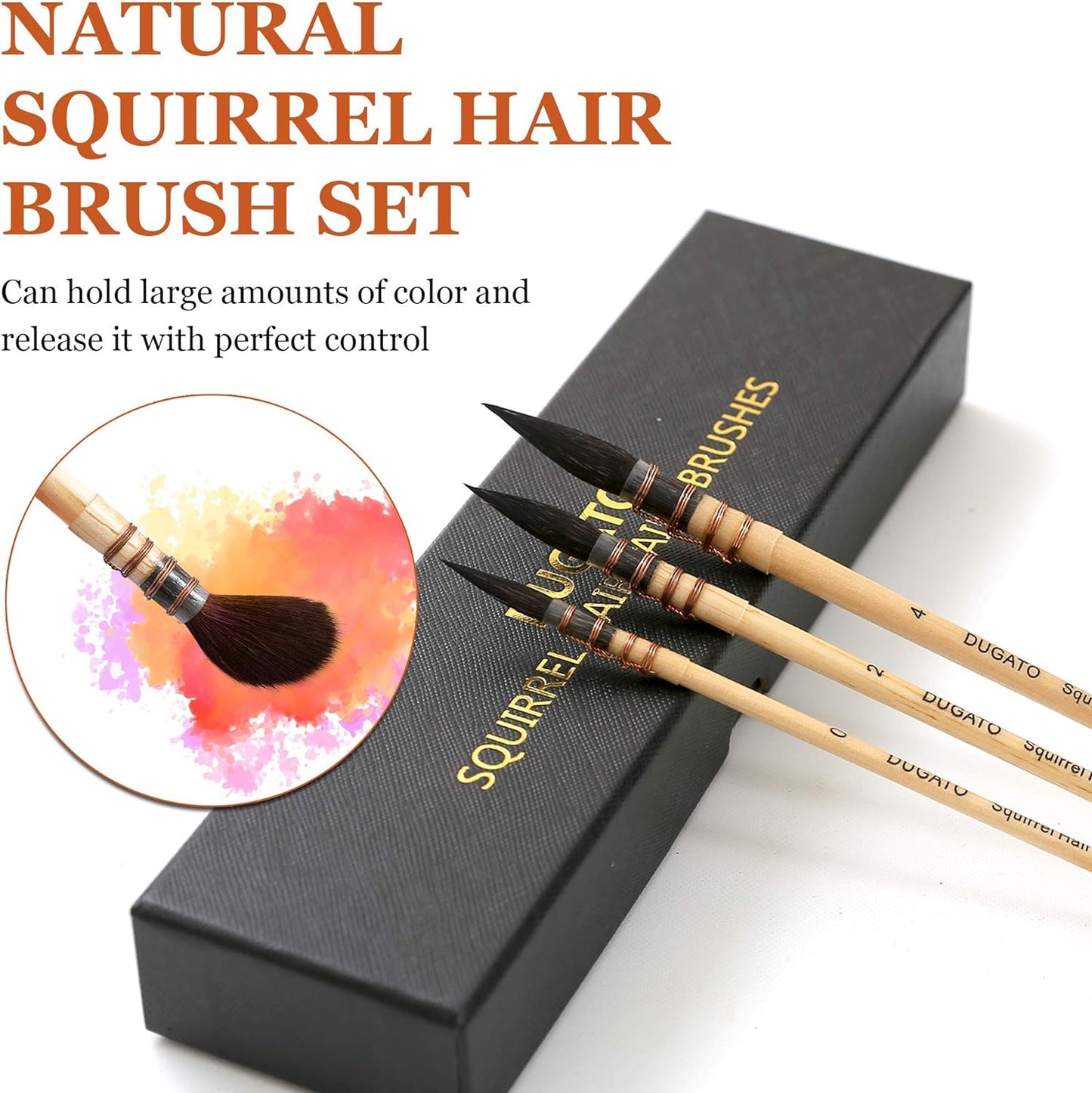 Professional Watercolor Squirrel Hair Paint Brushes by DUGATO