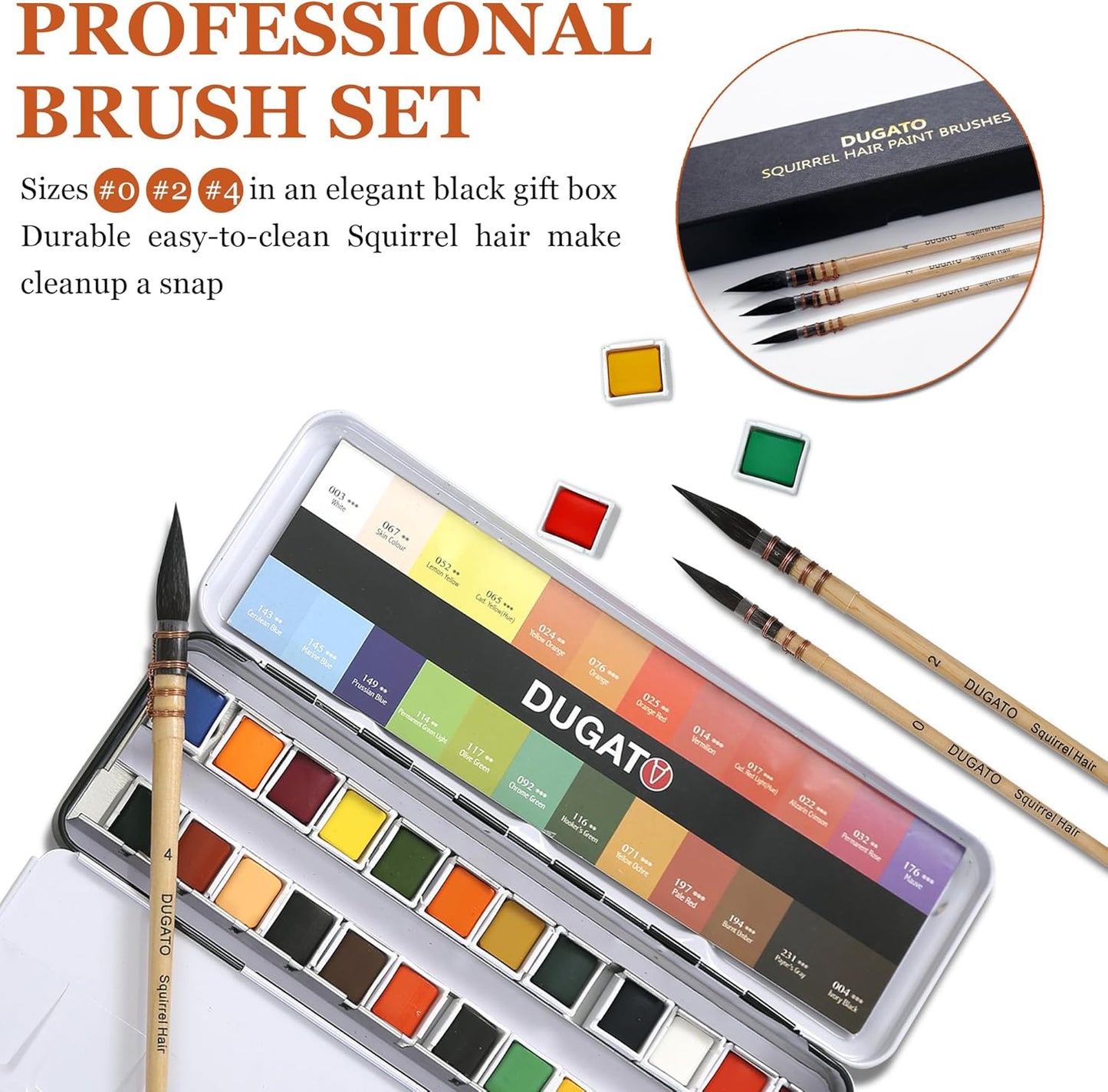 Professional Watercolor Squirrel Hair Paint Brushes by DUGATO