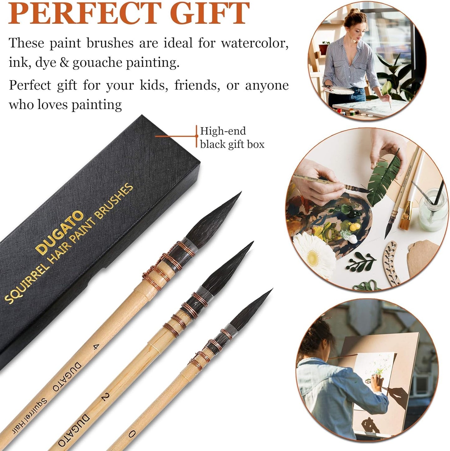 Professional Watercolor Squirrel Hair Paint Brushes by DUGATO