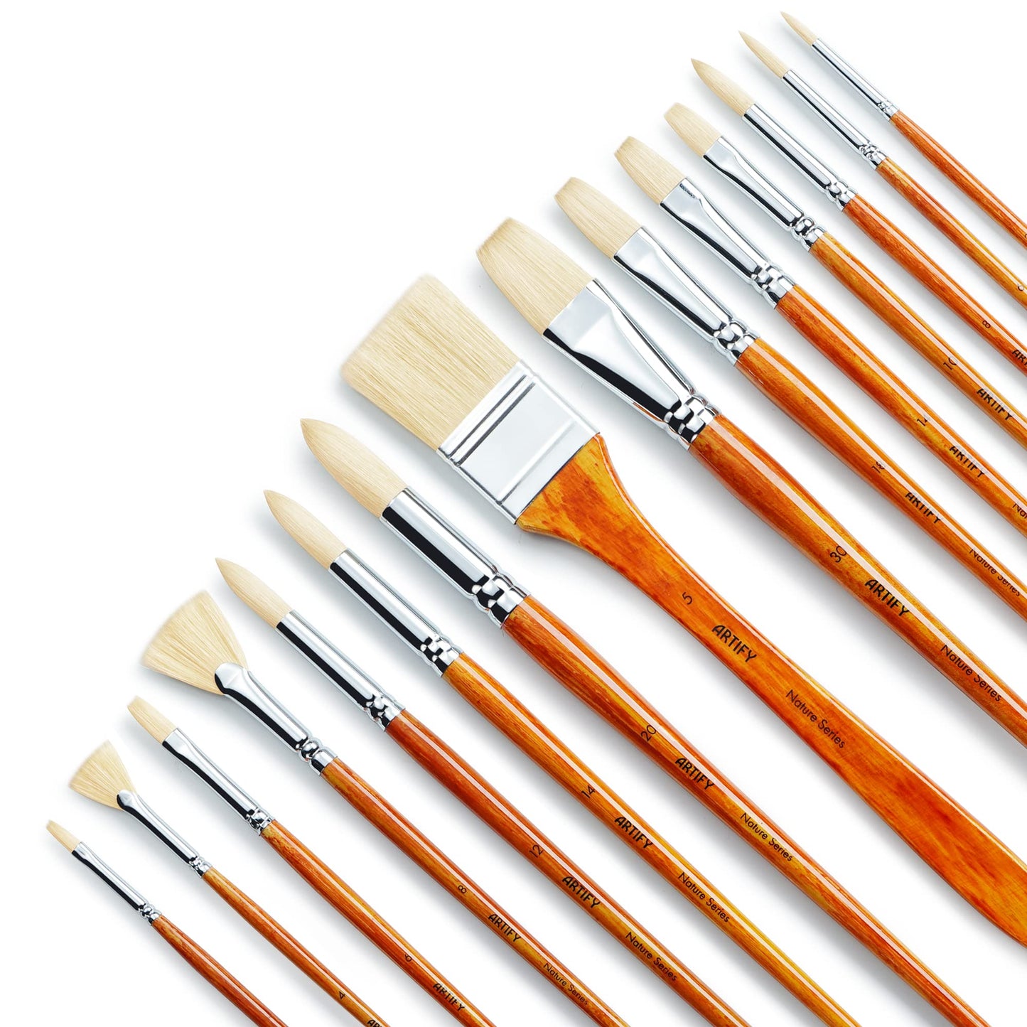 Professional Hog Hair Artify 15 pcs Paint Brush Set Perfect for Oil Painting